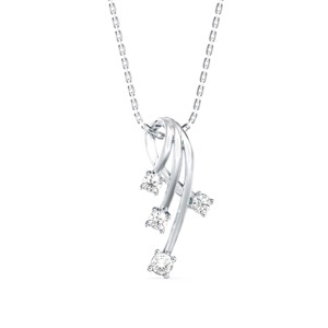 Collar Clásico con Colgante de Moissanita en Forma de Ola con Cuatro Diamantes en Plata de Ley 925 para Mujer - Product Image 5