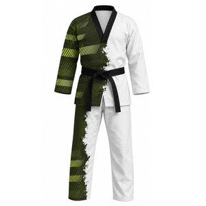 Dobok de Taekwondo con Cuello en V Azul, Diseño de Última Moda, Uniforme Aprobado con Cinturón Negro, Lavado, 100% Algodón Elástico, Duradero, Logotipo Personalizado, Transpirable - Product Image 2