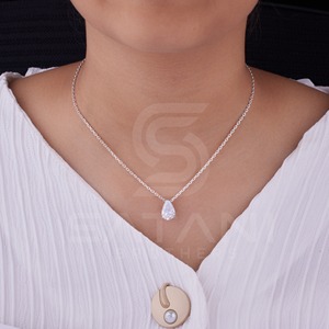 Moissanite Pear Cut Solitaire <b>Pendant</b> Necklace in 18K <b>Solid</b> <b>Gold</b> | Elegant Teardrop Moissanite Diamond <b>Pendant</b> for Women - Product Image 5