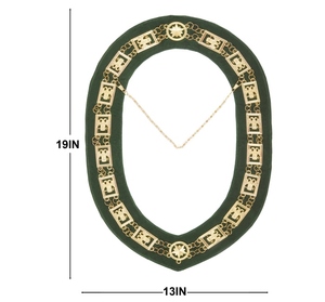 Collier de Collation Maçonnique Personnalisé du 32e Degré du Rite Écossais en Velours Vert avec Emblèmes Rectangulaires Dorés – Vente en Gros Direct Usine - Product Image 2