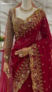 Ensemble Saree-Blouse-Dupatta en Faux Georgette avec broderies complexes en fils et sequins, à porter occasionnellement - Fournisseur mondial - Product Image 2
