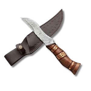 Couteau de chasse/découpe personnalisable en acier inoxydable OEM avec manche en bois Pakka, étui en cuir, fabrication artisanale, marque ZA DAMASCUS MAKERS - Product Image 2