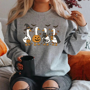 <b>Halloween</b> Goose Sweatshirt Funny Spooky Solid Front Logo Long Sleeve Crewneck Women's 100% Cotton Hoodie Fall Streetwear <b>Tops</b> - Product Image 4