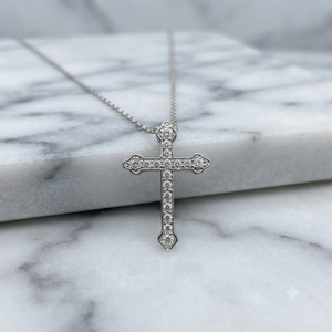 Trendy Minimalist Jewelry 14K <b>Solid</b> <b>Gold</b> Iced Jesus Cross <b>Pendant</b> Necklace Custom Natural Diamond Christian Religious Fine Charm - Product Image 1