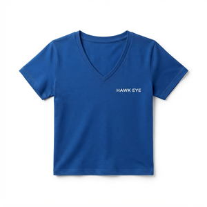 เสื้อยืดคอวีแขนสั้นผู้หญิง Hawk Eye สีน้ำเงินล้วน ผ้าเจอร์ซีย์ระบายอากาศได้ดี 100% ผ้าฝ้าย ทรงปกติ - Product Image 5