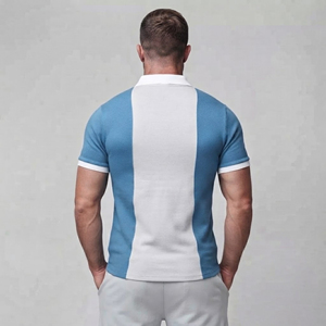 Polo de hombre personalizado, 100% algodón, tejido con cremallera, bloques de color, manga corta, bordado, logotipo impreso DTF personalizado. - Product Image 3