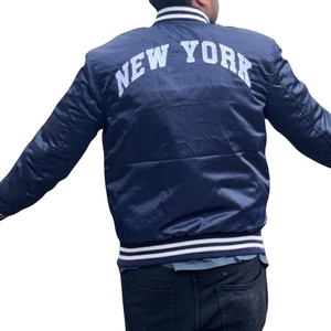 Chaqueta Bomber Varsity Premium de Satén |   Chaquetas de vuelo satinadas elegantes de la edición Streetwear de Aviator Navy al por mayor |   Marca Privada - Product Image 2