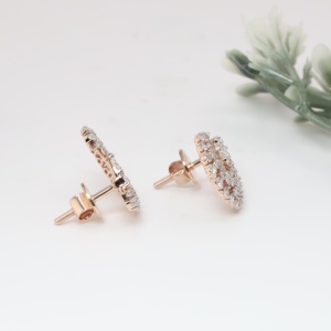 Pendientes de botón Elite de oro rosa con luna creciente, clásicos, con diamantes cultivados en laboratorio y cristales pavé, joyería fina para mujer - Product Image 4
