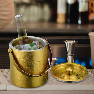 <b>Gold</b> Smooth Cylindrical <b>Ice</b> <b>Bucket</b> Metal Decorative Barware Container For Parties Wedding Events And Home Bar Decorative Items - Product Image 4