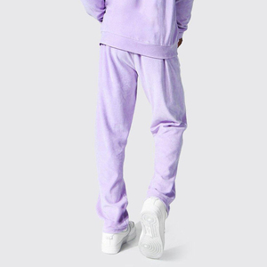 Conjunto de chándal de punto gofrado personalizado para mujer, de manga larga, con chaqueta con cremallera y pantalones acampanados de pierna ancha, conjunto de dos piezas para descansar. - Product Image 2