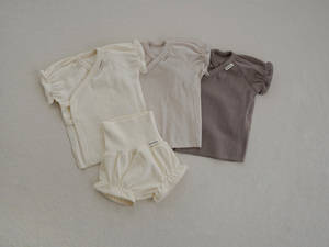 Dear Cotton Short Sleeve Newborn <b>Wrap</b> Set – Baby Top & Bloomers - Product Image 2