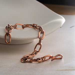 <b>Copper</b> Orbit Link Bracelet Handcrafted Geometric Chain Cuff Modern Artisan Jewelry Minimalist Statement Wrist Accessory Gift For - Product Image 3
