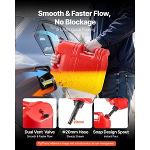 Contenitore Portatile per Carburante da 5 Galloni, Scala Graduata, Antigoccia, Serbatoio Carburante con Beccuccio, Flusso Massimo 15 L/min, Design Piatto, 10L 20L - Product Image 4
