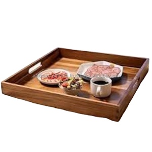 Bandeja de lujo Forgewood de acacia premium con asas de hierro industrial, superficie lisa, venta al por mayor, regalos perfectos, platos para servir, tablas sólidas - Product Image 2