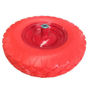 Rueda de poliuretano de acero rojo de 16 pulgadas, 4.8 4.00 8, capacidad de carga de 300 lb, sin necesidad de inflar, repuesto para carretilla y cortacésped, artículo de Vietnam - Product Image 1