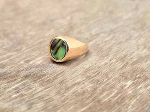 Oval <b>Abalone</b> <b>Shell</b> Ring 925 Sterling Silver 14K Gold Plated Gemstone Signet Ring Elegant Jewelry For Women - Product Image 6