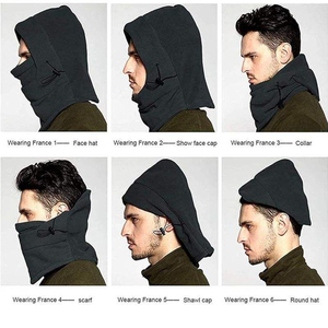 Cagoule thermique en polaire taille unique unisexe pour sports d'hiver en extérieur, noire unie - Product Image 4