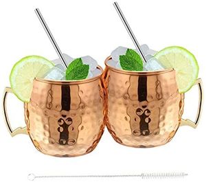 <b>Copper</b> Moscow mule cup set for refined designer refreshment <b>tables</b> hammered finish metal cups durable reusable party mugs - Product Image 3