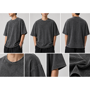 เสื้อยืดโอเวอร์ไซส์คุณภาพสูง ล้างสีแบบแอซิดวอช ผ้าฝ้าย 100% ระบายอากาศได้ดี สไตล์วินเทจ สตรีทแวร์ ยูนิเซ็กส์ - Product Image 2