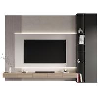 Meuble TV mural de luxe moderne KEJIA avec éclairage LED et texture marbre, meuble TV flottant pour projets de mobilier de salon