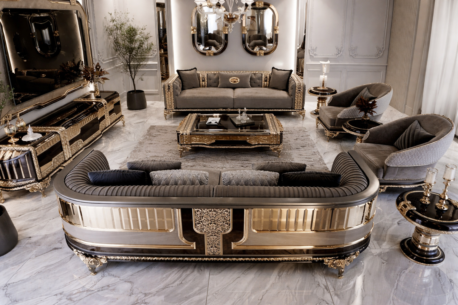Classic Maharaja Palace Teak Wood Square Sofa Set Luxury Hand