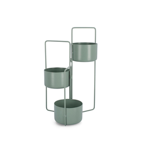 foldable metal plant <b>stand</b> with 3 <b>pots</b> indoor outdoor freestanding collapsible planter <b>stand</b> for balcony garden - Product Image 1