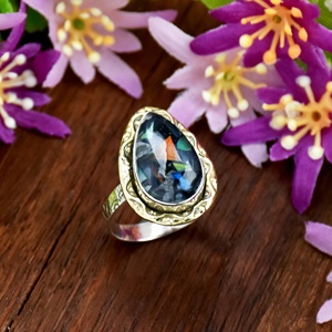 Handmade Pink Dahlia Turquoise Oval Cut Bezel Setting 925 Sterling Silver Adjustable Statement <b>Ring</b> Fine Jewelry <b>For</b> <b>Women</b> - Product Image 4