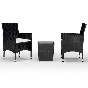 Set Bistrot Compatto e Resistente in Polyrattan Nero per Giardino, Elegante e Durevole - Product Image 2