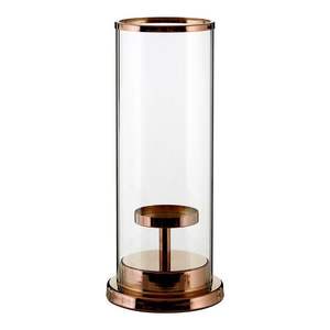 Grand Porte-Bougie Cylindrique en Verre Transparent avec Support Or Rose – Lanterne Décorative Élégante pour la Maison et les Événements - Product Image 1