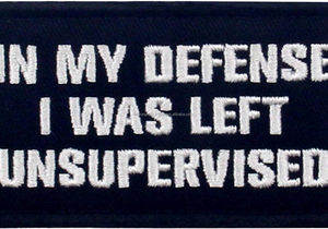 Táctico divertido aplique sujetador gancho bucle emblema bordado blanco negro 'en mi defensa me quedé sin supervisar' parche flor - Product Image 3