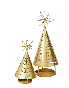 Decorative Handmade Gold Cone <b>Tea</b> <b>Light</b> Holder Christmas Decoration Supplies For Home Decor in Bulk Rate - Product Image 1
