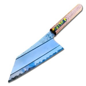 Cuchillo de Chef Industrial Ecológico Hecho a Mano, Hoja de Acero al Carbono Extra Afilada, Forjado, Ambidiestro, Estilo Vikingo, Mango de Madera, 8-9.9 pulgadas - Product Image 1