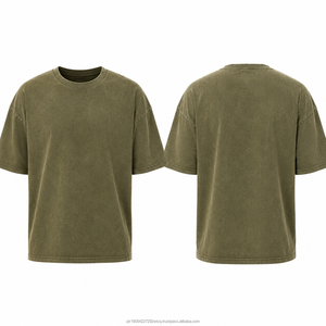 เสื้อยืดผู้ชายไซส์ใหญ่ สีเขียวมะกอก ผ้าฝ้าย แขนสั้น คอกลม ลำลอง สีพื้น ผ้าเจอร์ซีย์ถัก ทรงพอดีตัว - Product Image 6