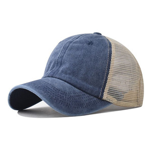 Casquette de baseball unisexe vintage en coton délavé avec dos en maille respirante, style usé, pour l'extérieur et la protection solaire - Product Image 1