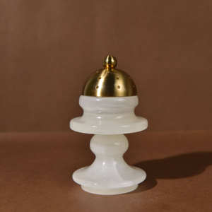 เตาเผาบัคฮูร์หินอ่อนสีเบจ ตกแต่งบ้านด้วยหยกธรรมชาติสไตล์ใหม่ เตาเผาเครื่องหอมหินอ่อน - Product Image 3