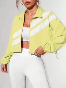 Female Lightweight Workout Coordinates | <b>Cropped</b> <b>Zip</b> <b>Up</b> Utility Windcheater Jacket & Shaping Sportswear Leggings Kit - Product Image 4