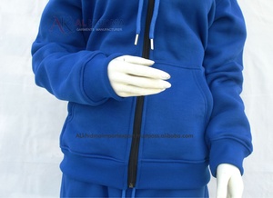 Ensemble de survêtement unisexe bleu roi 2 pièces en molleton de coton surdimensionné, délavage acide, logo personnalisé sur le devant, OEM, marque privée, vente en gros - Product Image 3