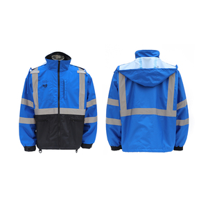 Combinaison de travail unisexe bleu foncé avec bordure orange Bretelles réglables Multiples poches Usage industriel - Product Image 3