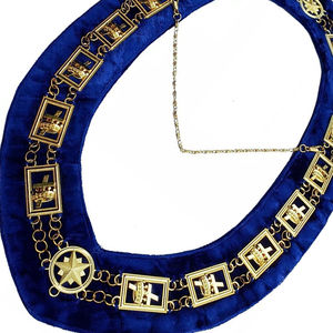 Collier de chevalier templier maçonnique en métal doré avec chaîne, doublure en velours bleu, tissu de haute qualité avec collier à chaîne personnalisé - Product Image 4