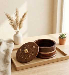HeritageGrain <b>Enamel</b> <b>Bowl</b> Premium Artisan Wooden Printed Serving <b>Bowl</b> for Fruits, Salad, Snacks, Desserts & Tabletop Décor - Product Image 3