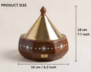 Ramadan Collection New Wooden Casserole Set Stainless Steel Cover Enamel Coated Golden Finished Eco-Friendly Durable Modern - Product Image 3