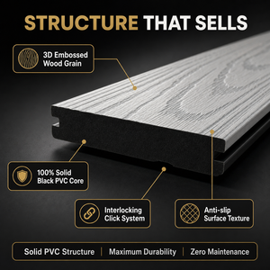 Papan Dek PVC Anti Air, Ramah Lingkungan, Anti Tikus, Modern, Anti Selip, Tahan Api, Ramah Hewan Peliharaan & Anak, Sistem Interlocking Alami - Product Image 2