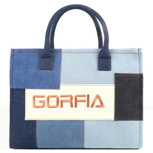 Designer Original Brand Women's Colorful Denim Tote <b>Bag</b>, Retro Fashion Detachable Shoulder Strap OEM Design <b>Bag</b> - Product Image 2
