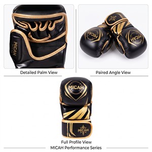 Guantes de Combate Sanda de Piel Sintética con Logotipo Personalizado, Impresión Serigráfica, Diseño de Medio Dedo, Cierre de Gancho y Bucle, para Entrenamiento de Muay Thai y MMA - Product Image 3
