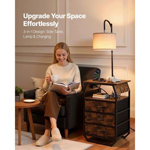 Lámpara de Pie Moderna con Mesa Auxiliar de 2 Niveles, 3 Cajones e Iluminación de 3 Temperaturas de Color - Product Image 2