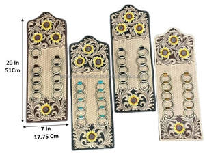 Organisateur de foulards en cuir tressé à la main de style occidental, très vendu, avec un design élégant, porte-anneaux multiples pour le rangement dans la garde-robe - Product Image 2