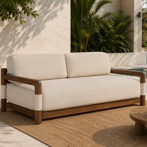 Canapé de salon extérieur en teck moderne, mobilier de luxe pour villas, hôtels et piscines - Product Image 5