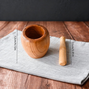 Mortero y Pilón de Madera Ecológicos, Duraderos y de Grado Alimenticio, Juego de Utensilios de Cocina Hechos a Mano para Moler Especias - Product Image 5