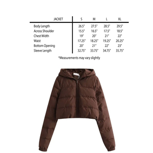 Chaqueta Acolchada con Capucha Marrón, Cierre de Cremallera, Corta, Informal, de Invierno, Resistente al Viento, Relleno de Poliéster, Corte Ajustado, Unisex - Product Image 6