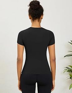 เสื้อยืดผ้าฝ้าย 100% ขายส่ง เสื้อยืดผู้หญิงสีพื้น สำหรับออกกำลังกาย ฟิตเนส ใส่สบาย ระบายอากาศได้ดี น้ำหนักเบา ทรงปกติ แขนสั้น - Product Image 3